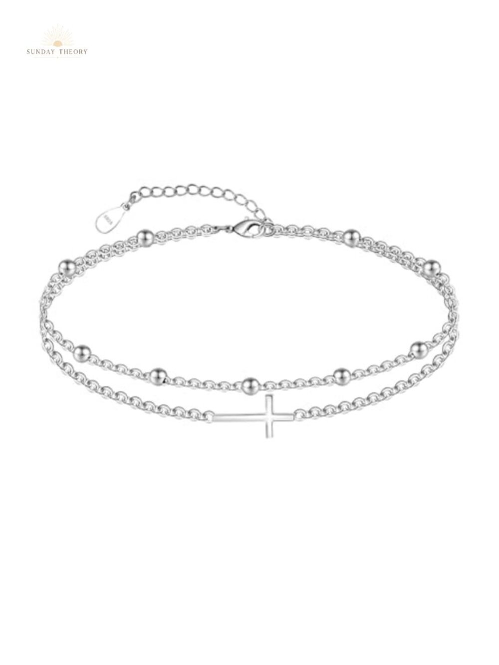 925 Sterling Silver Adjustable Ankle Bracelets for Women - Layered Charm Foot